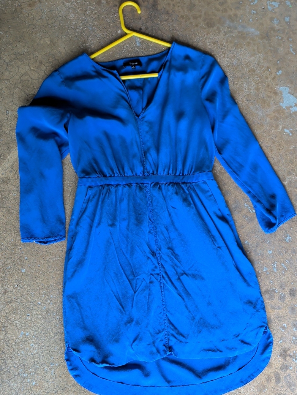 Women's Blue Long-Sleeve V-Neck Dress